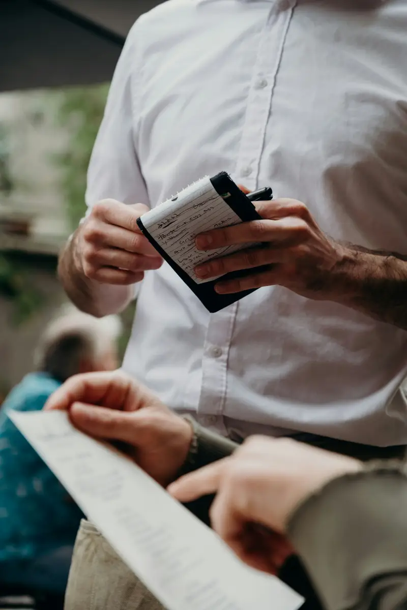 A server taking an order